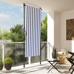 vidaXL Store roulant d'extérieur bleu et blanc 100x270 cm tissu acier