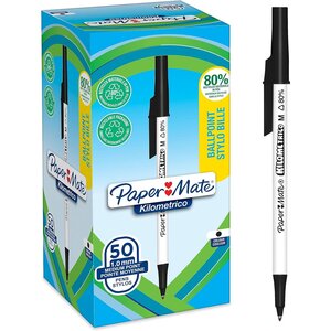 Stylo à bille kilometrico boîte de 50 noir paper mate