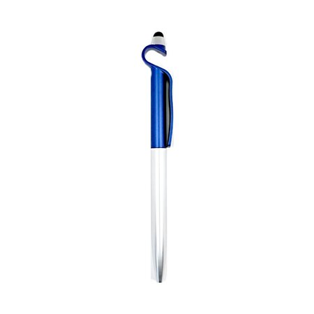 Stylo bille rétractable stylet repose smartphone - bleu