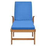 vidaXL Chaise longue avec coussin Bois de teck solide Bleu