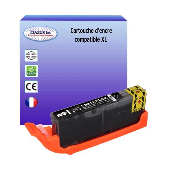 Cartouche compatible avec Canon Pixma TS8151, TS8152, TS8200, TS8240, TS8241, TS8250 remplace Canon CLI581 XL Photo Noire - T3AZUR