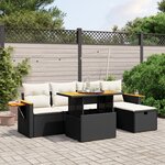 vidaXL Salon de jardin 6 Pièces avec coussins noir résine tressée