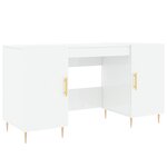 Bureau table poste de travail meuble d'ordinateur informatique étude brillant 140 x 50 x 75 cm bois d'ingénierie blanc 02_0023545
