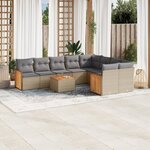 vidaXL Salon de jardin avec coussins 10 Pièces beige résine tressée