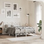 vidaXL Cadre de lit métal avec tête de lit/pied de lit blanc 135x190cm