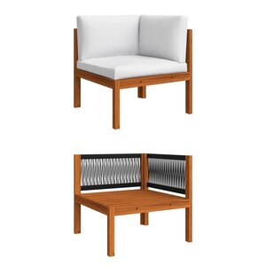 vidaXL Canapé d'angle de jardin avec coussins Bois d'acacia massif