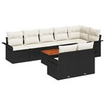 vidaXL Ensemble de Canapé de Jardin 9 Pièces avec Coussins Noir Poly Rattan Acacia