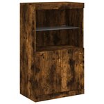 vidaXL Buffets avec lumières LED 3 Pièces chêne fumé bois d'ingénierie