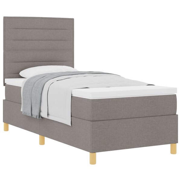vidaXL Lit ressort avec matelas taupe 90x200 cm tissu