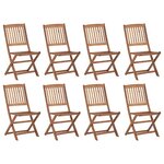 vidaXL Chaises pliables d'extérieur et coussins lot de 8 Bois d'acacia
