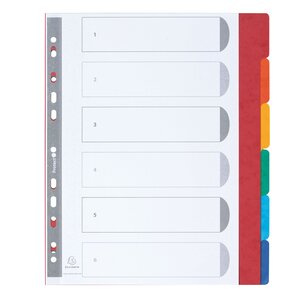 Intercalaire a4+ carte lustrée colorée exacompta 6 onglets neutres multicolores - 1 jeu