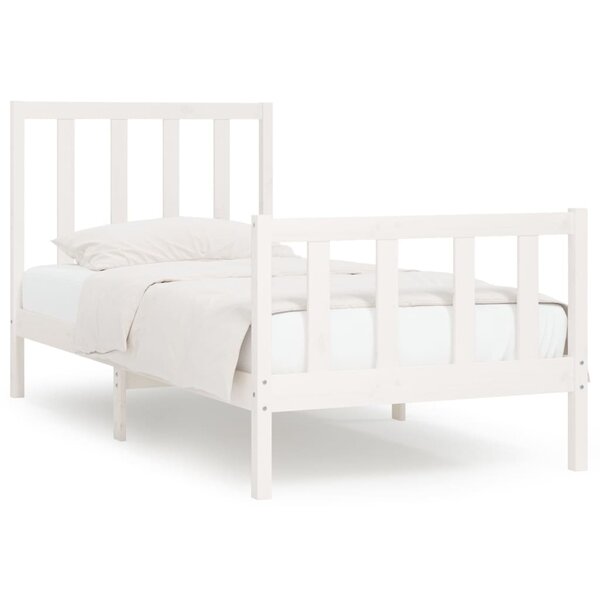 vidaXL Cadre de lit Blanc Bois massif 75x190 cm Petit simple