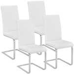 Lot de 4 chaises pieds acier siège de salon cuisine salle à manger design carré élégant blanc 08_0000573