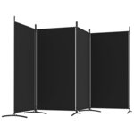 vidaXL Cloison de séparation 4 panneaux Noir 346x180 cm Tissu