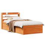 vidaXL Cadre de lit avec tête de lit cire marron 90x200 cm bois de pin