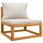 vidaXL Salon de jardin 4 Pièces avec coussins gris clair bois massif