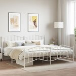 vidaXL Cadre de lit métal avec tête de lit/pied de lit blanc 200x200cm