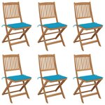 vidaXL Chaises pliables de jardin 6 Pièces avec coussins Bois d'acacia