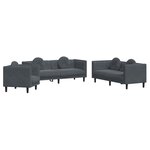 vidaXL Ensemble de canapés 3 Pièces avec coussins gris foncé velours