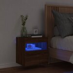 vidaXL Meuble TV mural avec lumières LED chêne marron 40x30x40 cm