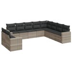 vidaXL Salon de jardin avec coussins 10 Pièces gris clair résine tressée