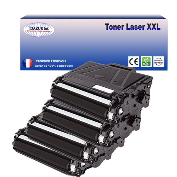 4 Toners compatibles avec Brother TN3480 pour Brother MFC-L5700DN  MFC-L5750DW  MFC-L6800DW  MFC-L6800DWT- 8 000 pages - T3AZUR