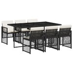 vidaXL Ensemble à manger de jardin coussins 7 Pièces noir résine tressée