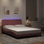 vidaXL Cadre de lit avec lumières LED rose 120x200 cm velours