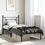 vidaXL Cadre de lit métal avec tête de lit noir 90x200 cm
