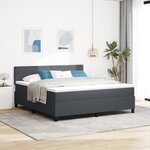 vidaXL Lit à ressorts avec matelas & lumière LED gris foncé en tissu en velours côtelé