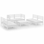 vidaXL Salon de jardin 7 Pièces Blanc Bois de pin massif
