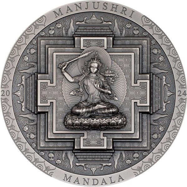 Pièce de monnaie en Argent 2000 Togrog g 93.3 (3 oz) Millésime 2024 Archeology Symbolism MANJUSHRI MANDALA