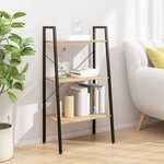 vidaXL Étagère sur pied 3 niveaux Marron clair et noir 56x35x108 cm