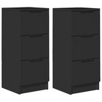 vidaXL Buffets 2 Pièces noir 30x30x70 cm bois d'ingénierie