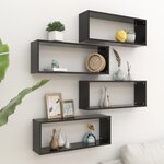 vidaXL Étagères murales cube 4 Pièces Noir 60x15x23 cm Bois d’ingénierie