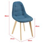 Lot de 4 chaises de salle à manger 86 x 53 x 47 cm bleu 03_0006769