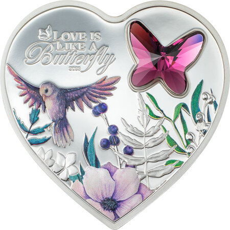 Pièce de monnaie en Argent 5 Dollars g 20 Millésime 2023 Happy Valentine BUTTERFLY