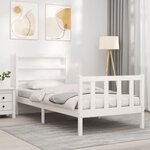 vidaXL Cadre de lit avec tête de lit blanc 90x190 cm bois massif