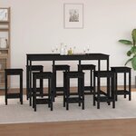 vidaXL Ensemble de bar 9 Pièces Noir Bois de pin massif