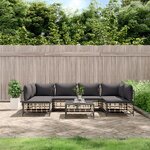 vidaXL Salon de jardin 7 Pièces avec coussins anthracite résine tressée