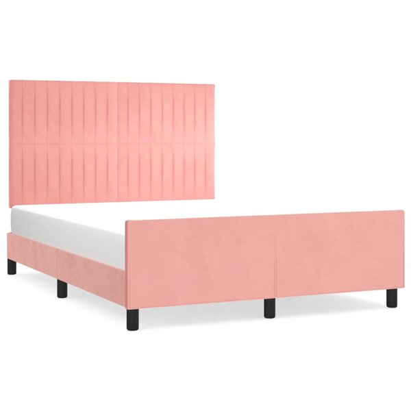 vidaXL Cadre de lit avec tête de lit Rose 140x190 cm Velours