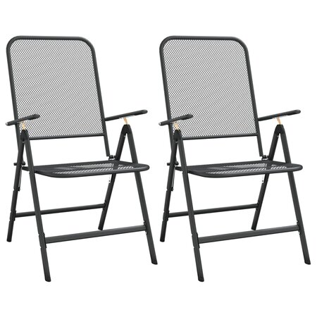 vidaXL Chaises pliables de jardin 2 Pièces Maille métallique Anthracite