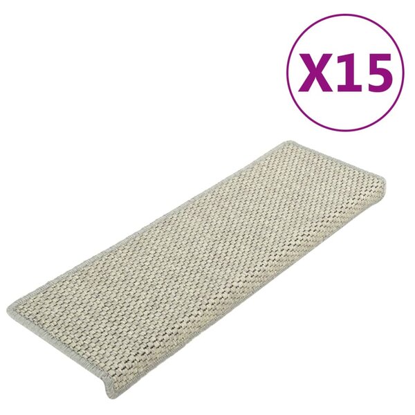 vidaXL Tapis d'escalier autocollants 15 Pièces 65x21x4 cm Gris