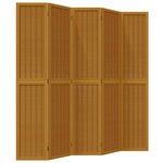 vidaXL Cloison de séparation 5 panneaux marron bois paulownia massif
