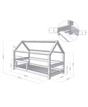 Lit cabane avec étagère 80 x 160 gris et naturel
