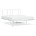 vidaXL Cadre de lit métal avec tête de lit blanc 140x200 cm