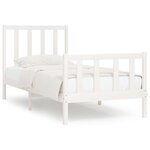 vidaXL Cadre de lit Blanc Bois massif 75x190 cm Petit simple