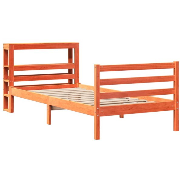 vidaXL Cadre de lit sans matelas cire marron 90x200 cm bois pin massif