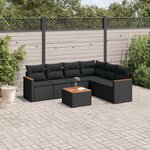 vidaXL Salon de jardin 7 Pièces avec coussins noir résine tressée
