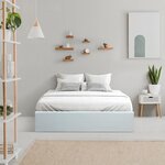 Lit adulte 140 x 190 cm avec Coffre de rangement - Simili Blanc
